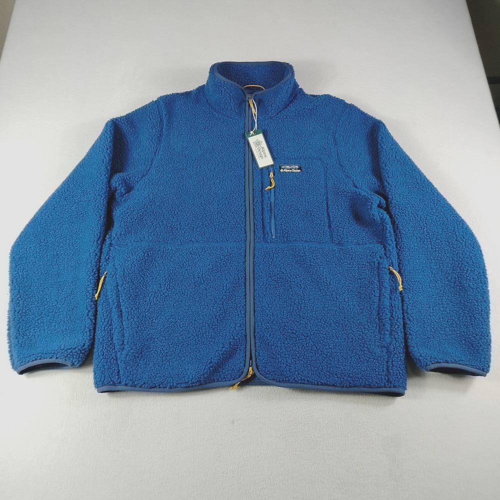 Alpine Design Fleece Jacket Mens Large‎ Blue Sherpa Gorpcore Outdoor Hiking Soft